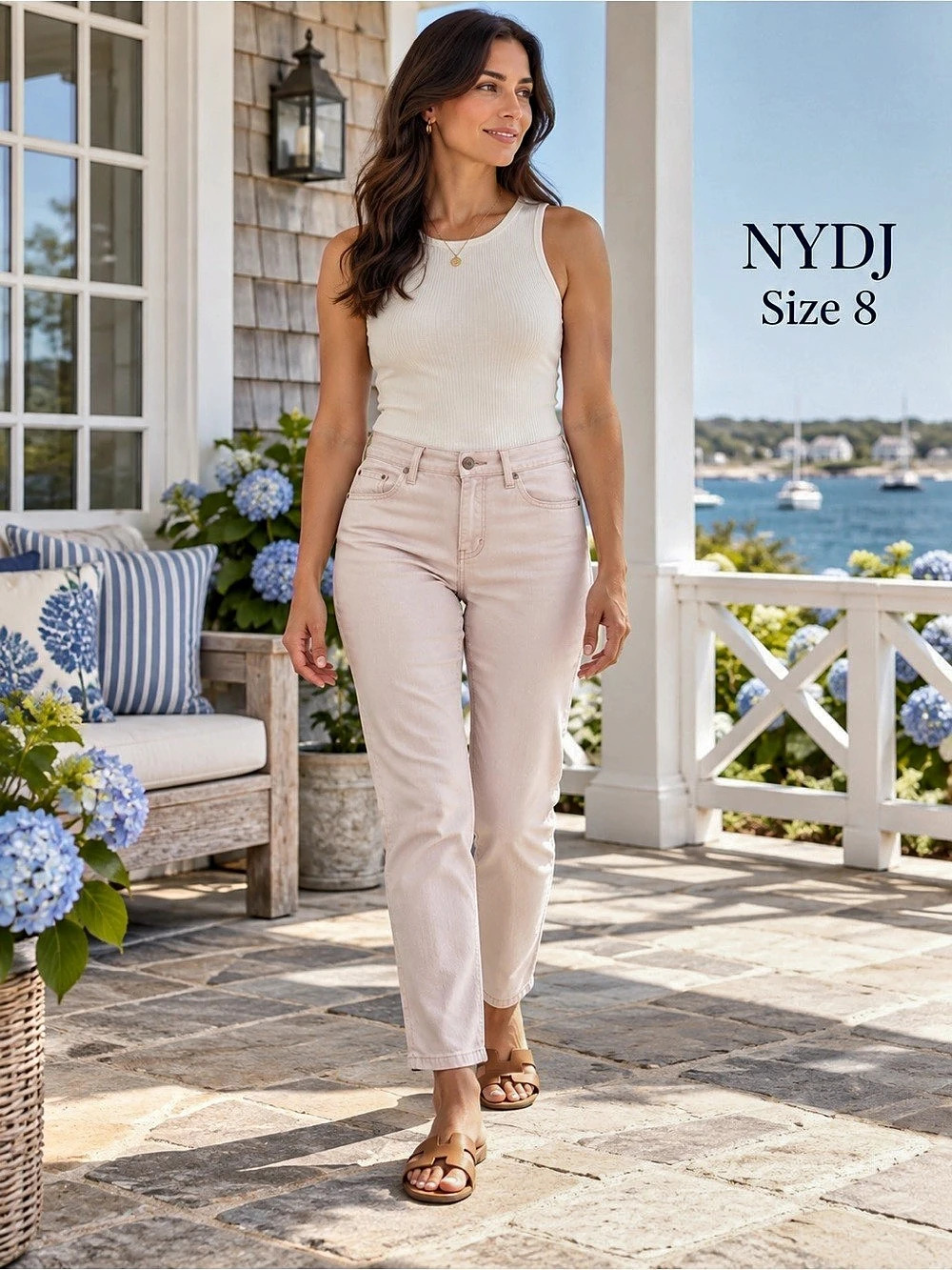 NYDJ Blush Pink Straight Leg Ankle Jeans Size 8